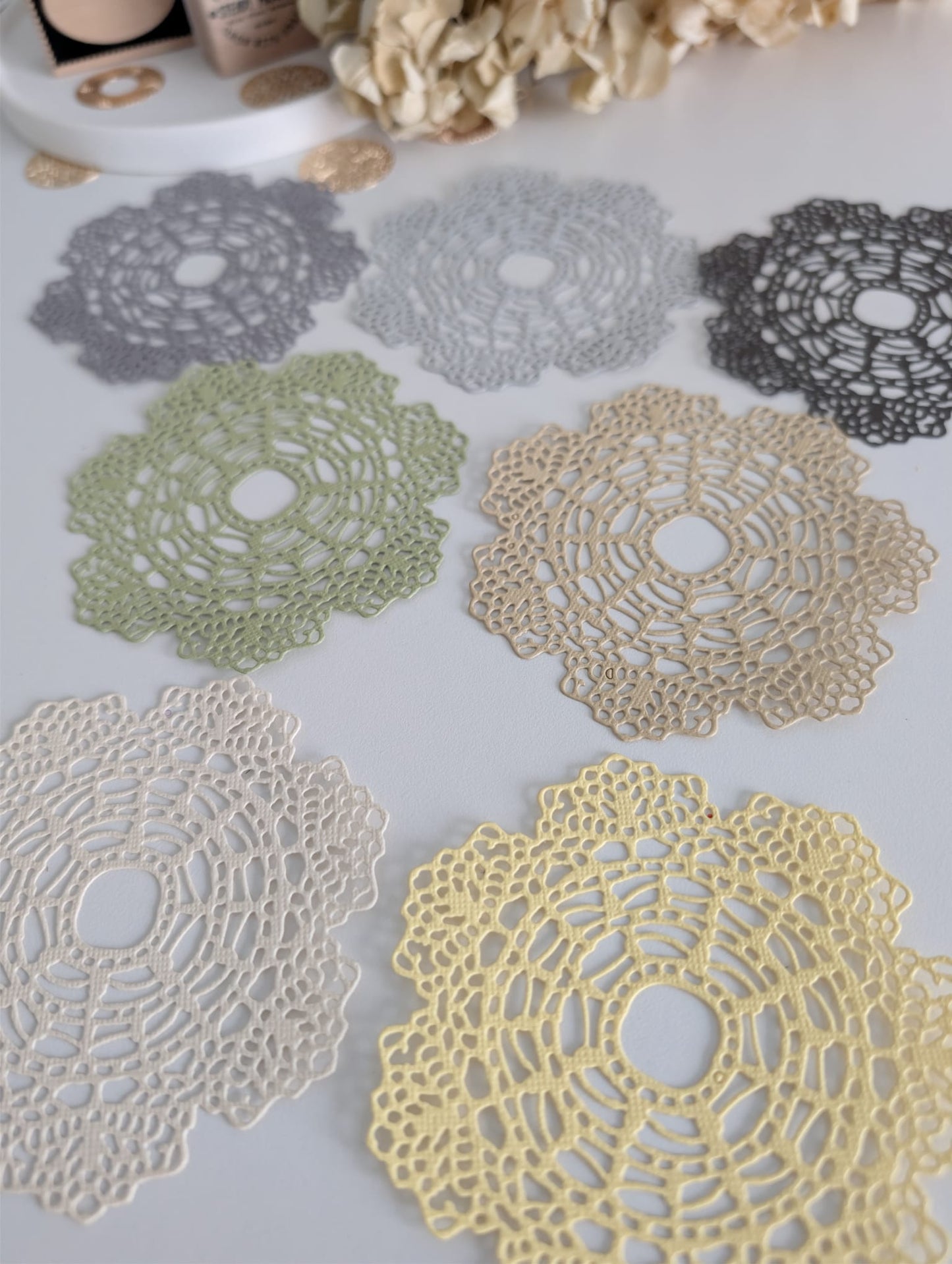 Pastel Round Doily Layering Die Cuts | Handmade Paper Ephemera