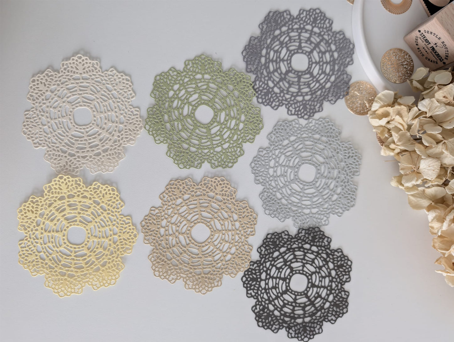 Pastel Round Doily Layering Die Cuts | Handmade Paper Ephemera