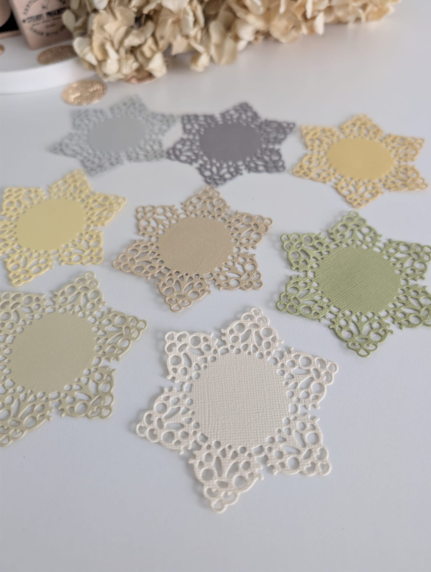 Soft Neutral Round Doily Die Cuts for Journaling | 160 GSM Cardstock