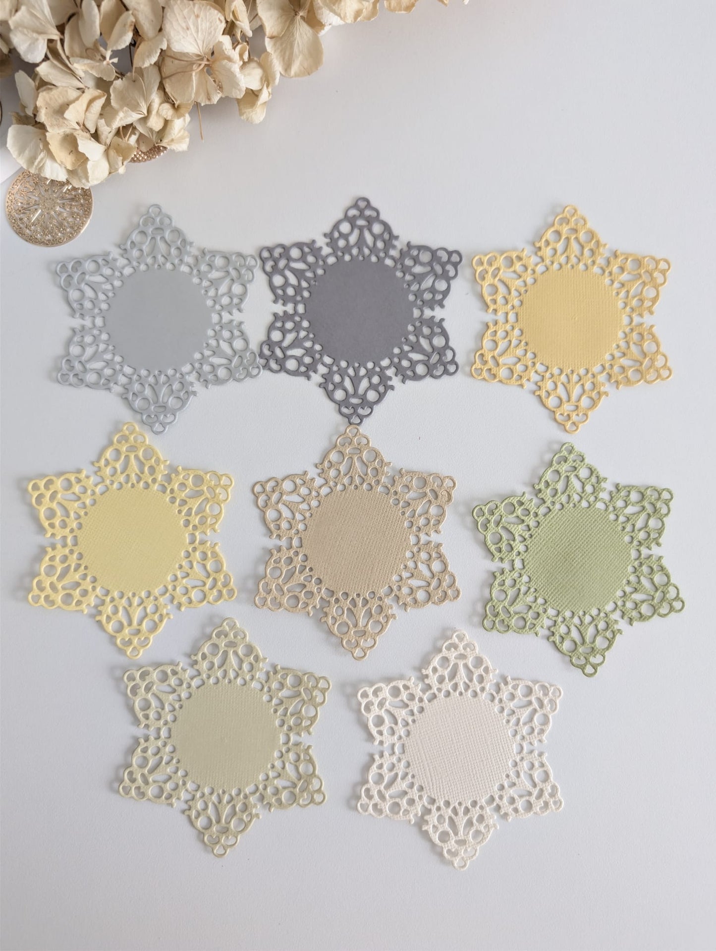 Soft Neutral Round Doily Die Cuts for Journaling | 160 GSM Cardstock