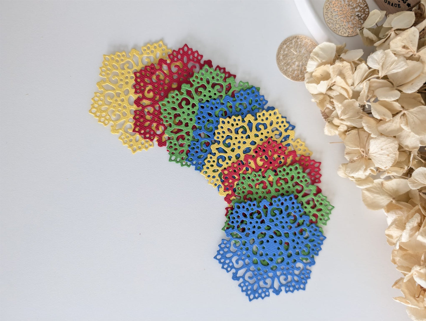 Handmade Lace Hexagon Doily Embellishments | Planner & Journal Layering | 160 GSM