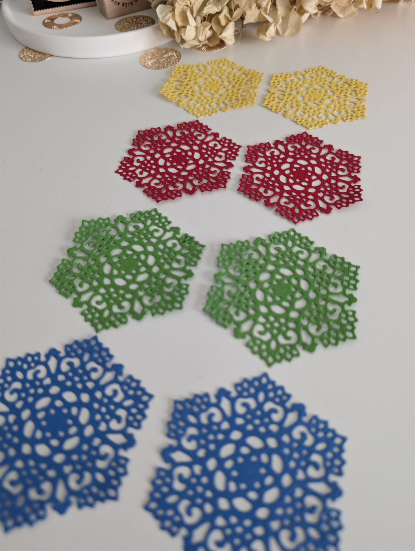 Handmade Lace Hexagon Doily Embellishments | Planner & Journal Layering | 160 GSM