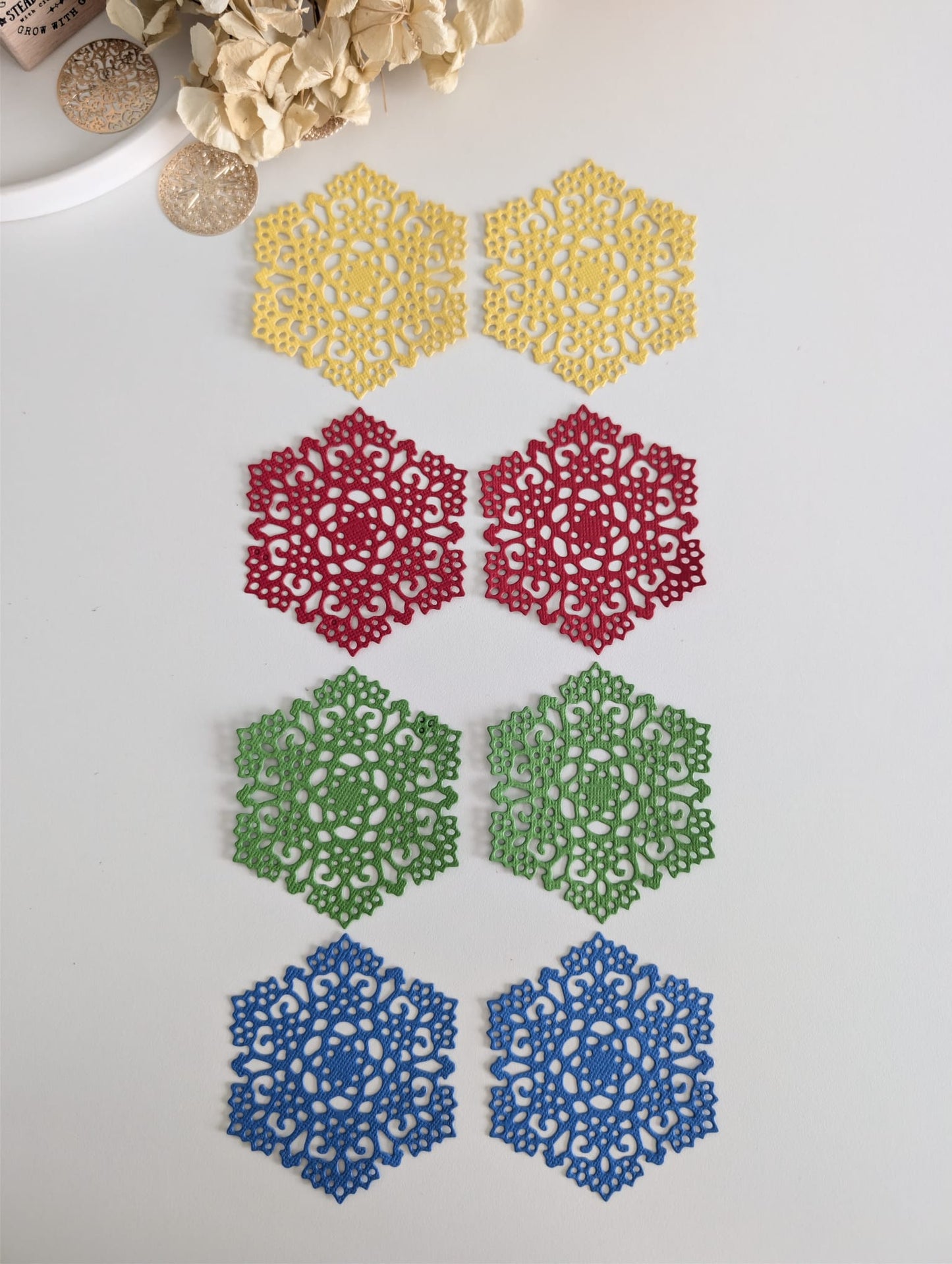Handmade Lace Hexagon Doily Embellishments | Planner & Journal Layering | 160 GSM