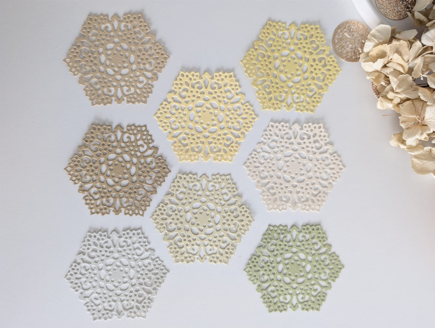 Ornate Hex Doily Layering Die Cuts | Journaling & Scrapbooking | 160 GSM