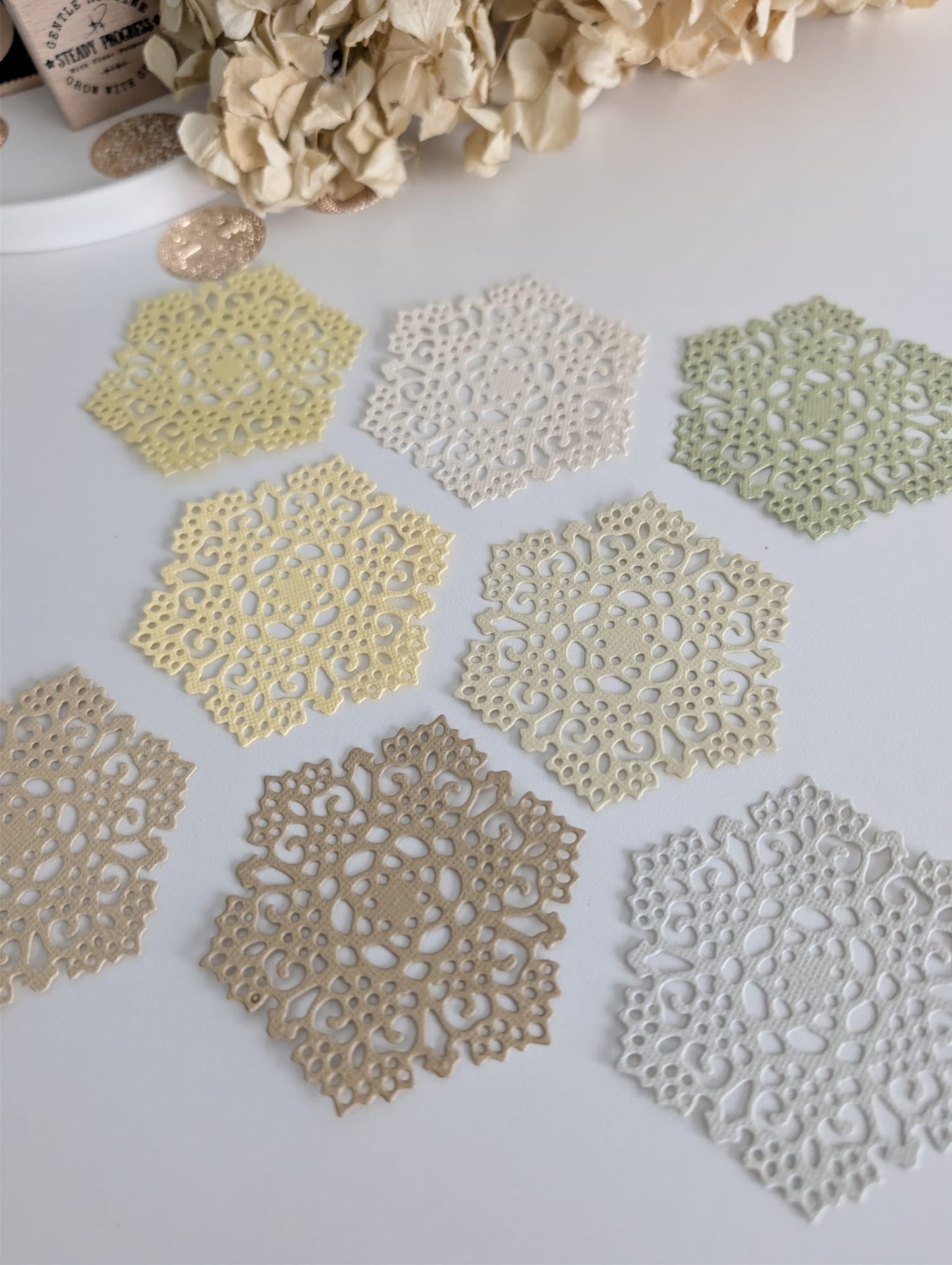 Ornate Hex Doily Layering Die Cuts | Journaling & Scrapbooking | 160 GSM