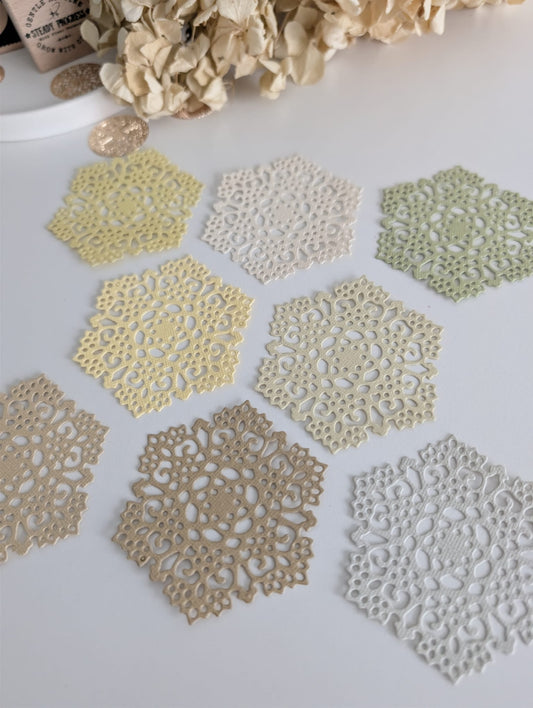 Ornate Hex Doily Layering Die Cuts | Journaling & Scrapbooking | 160 GSM