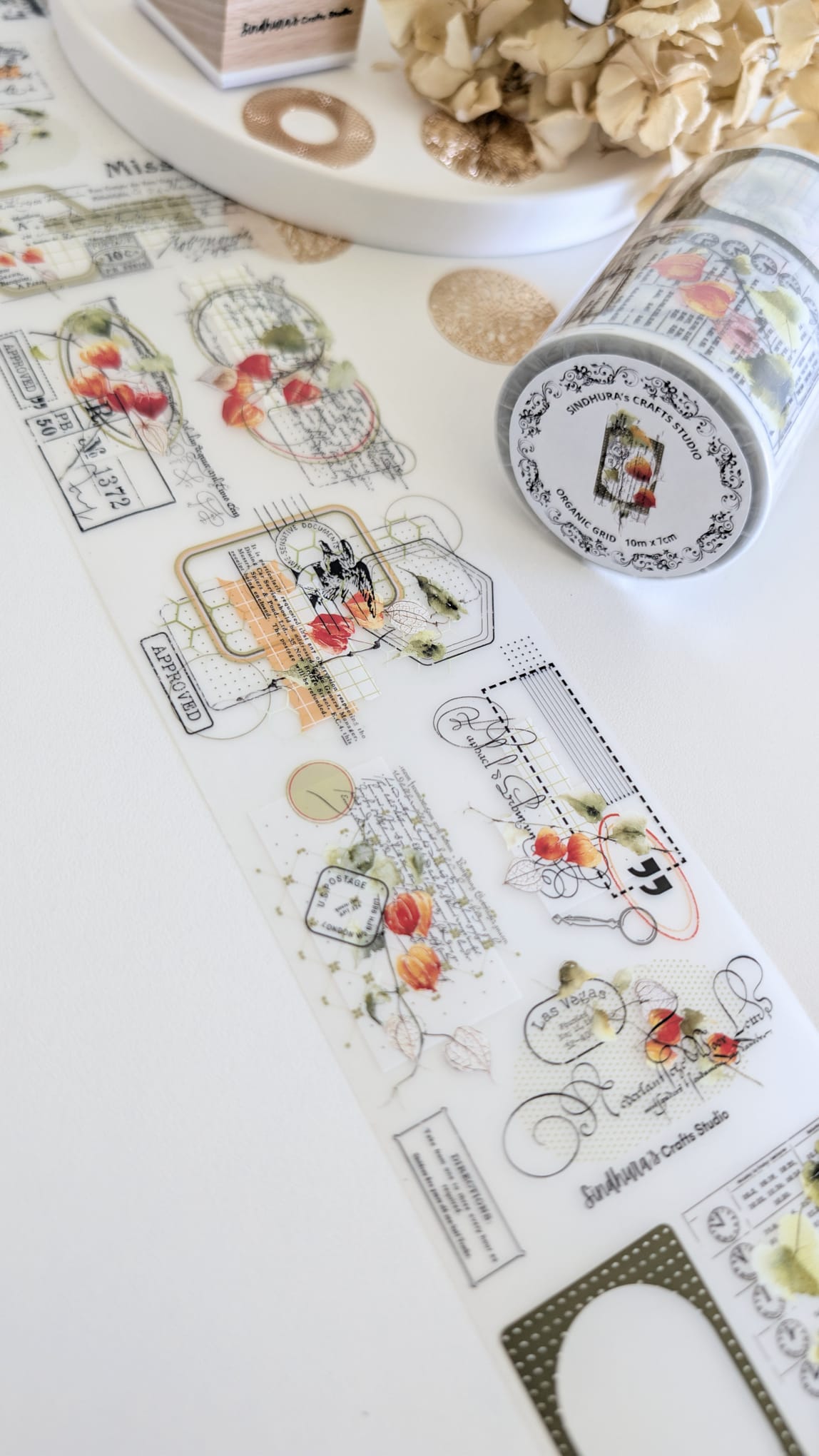 Matte PET Tape | Organic Grid | 10m Roll