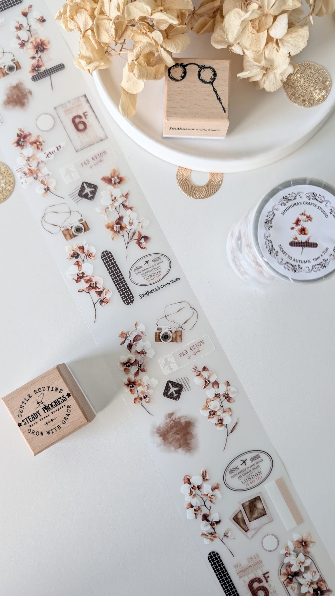 Ticket to Autumn Matte PET Tape – Autumn Orchid, Travel Ticket & Vintage Floral Tape