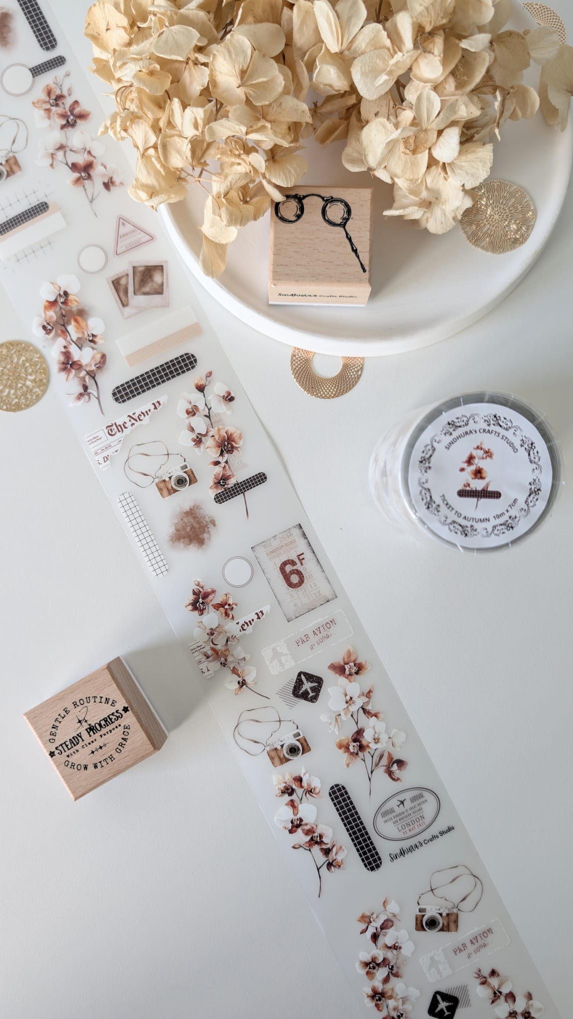 Ticket to Autumn Matte PET Tape – Autumn Orchid, Travel Ticket & Vintage Floral Tape