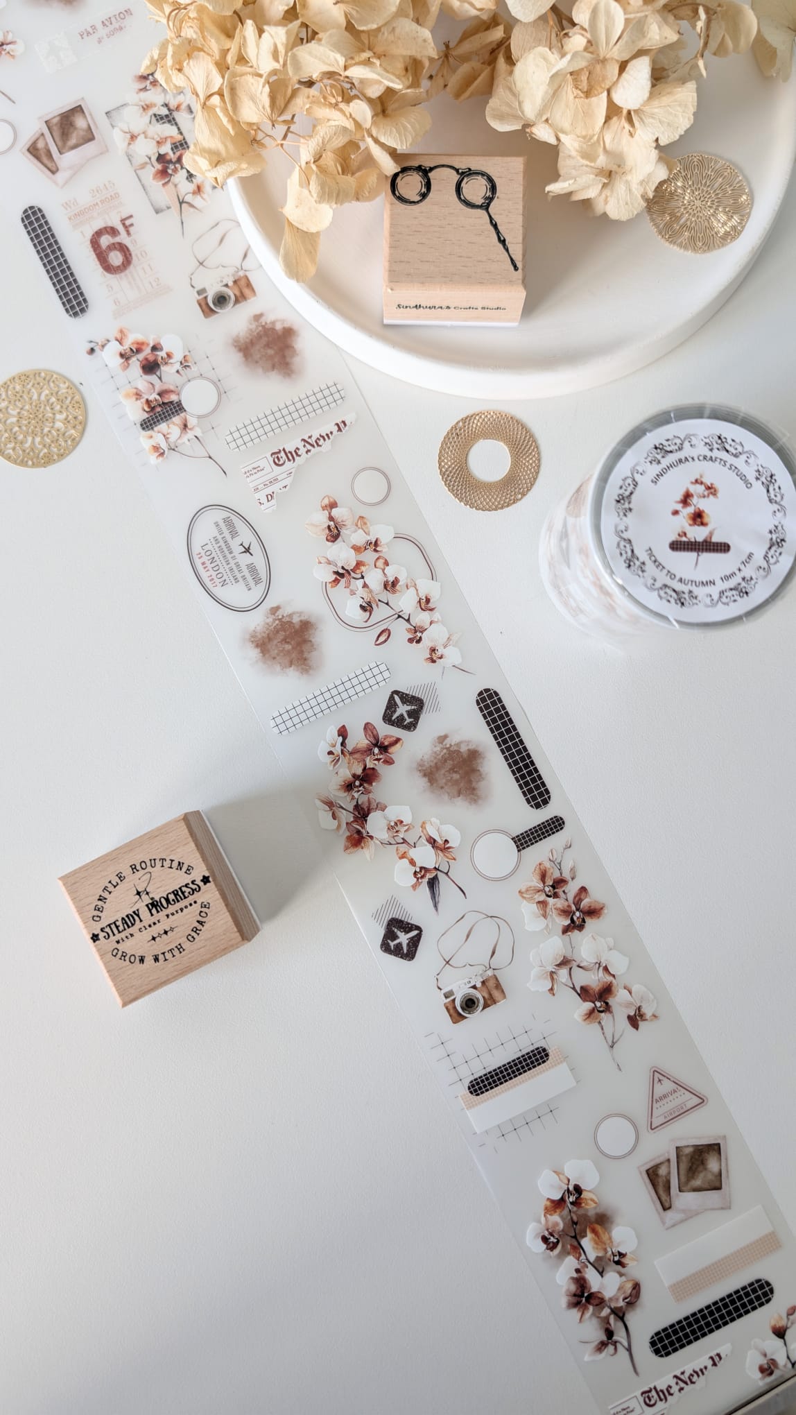 Ticket to Autumn Matte PET Tape – Autumn Orchid, Travel Ticket & Vintage Floral Tape