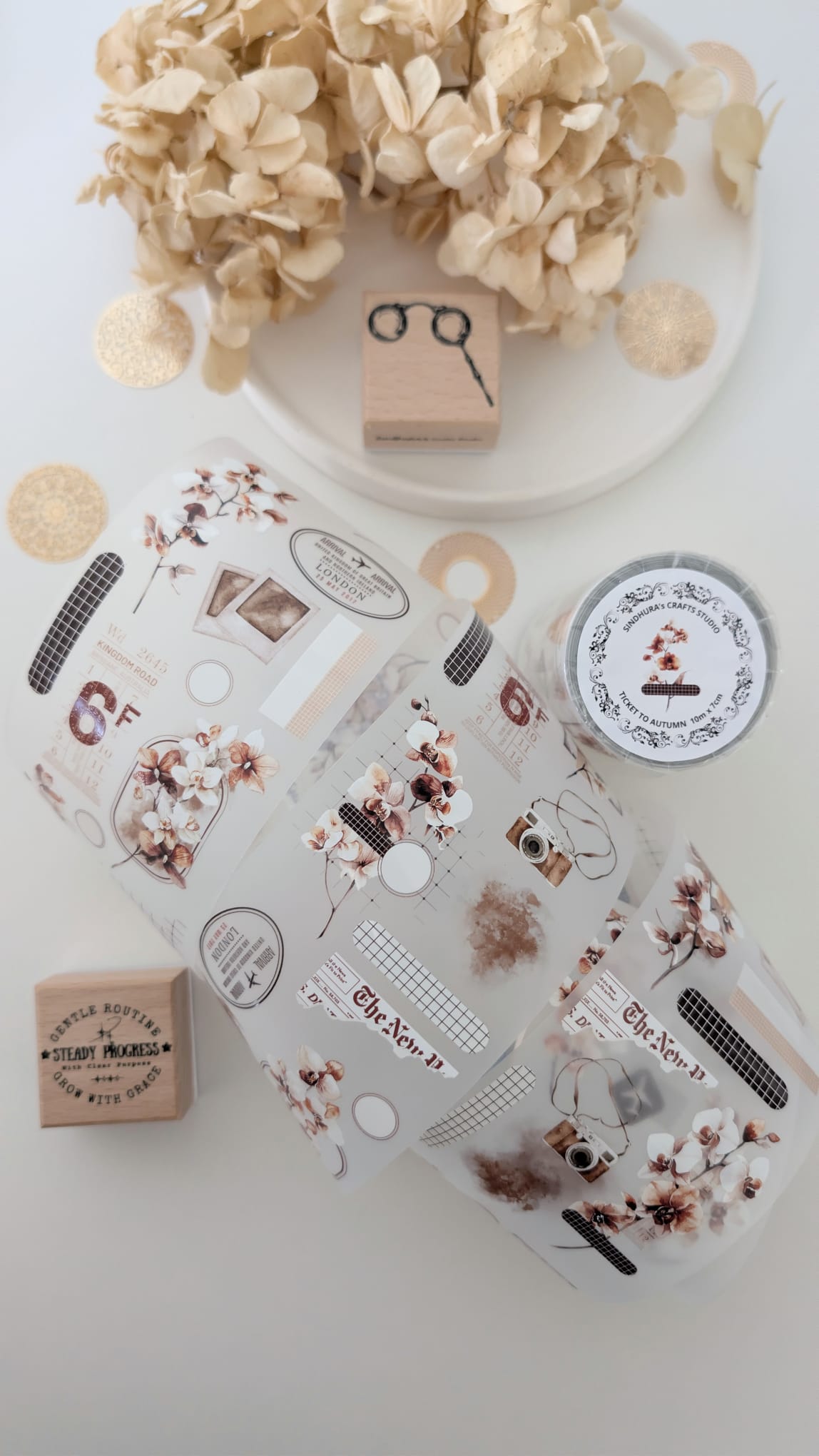 Ticket to Autumn Matte PET Tape – Autumn Orchid, Travel Ticket & Vintage Floral Tape