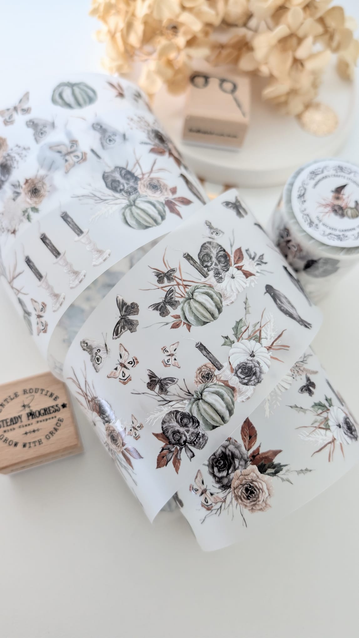 The Wicked Garden Matte PET Tape – Dark Botanical Halloween Collage Tape