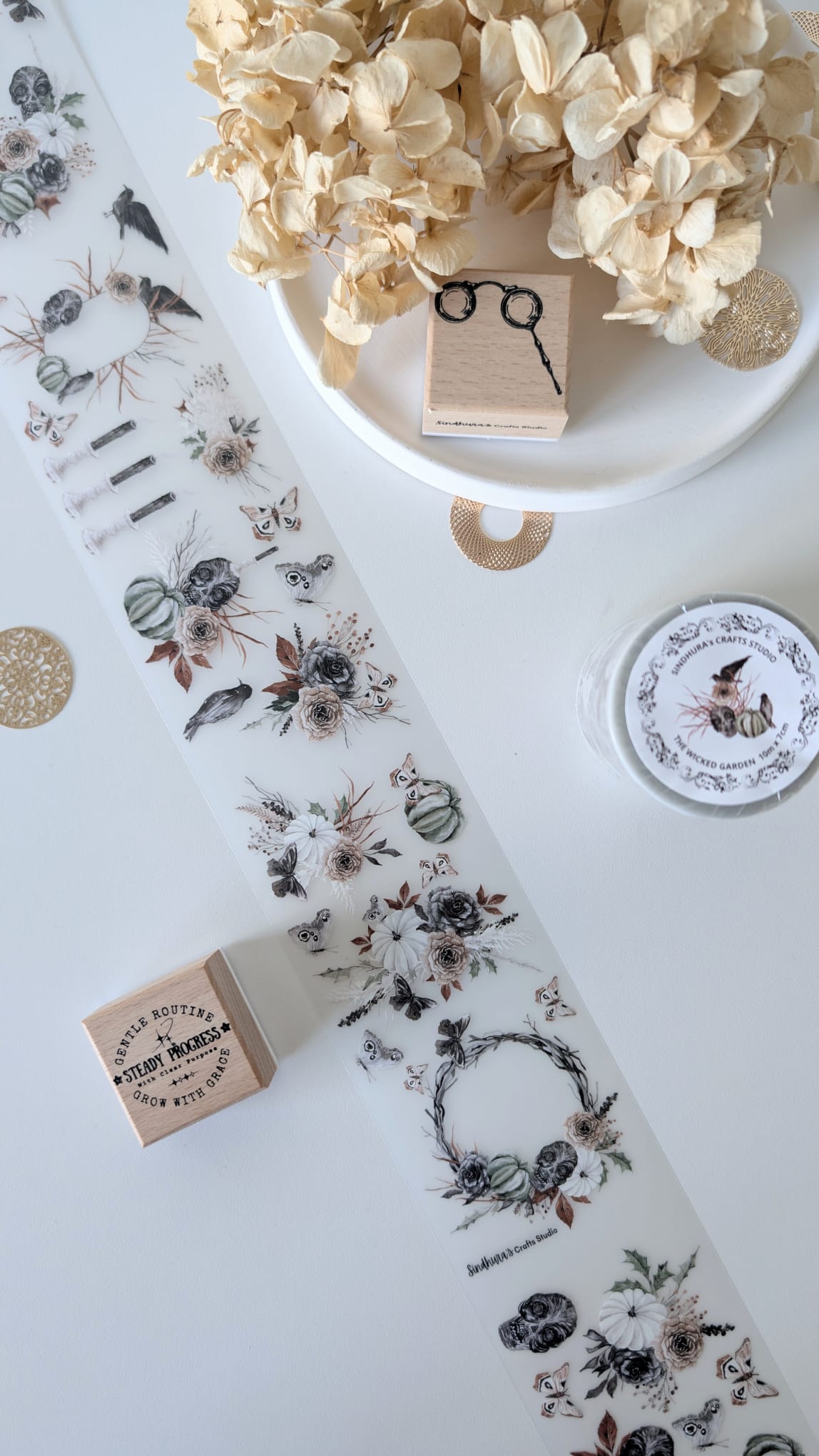 The Wicked Garden Matte PET Tape – Dark Botanical Halloween Collage Tape