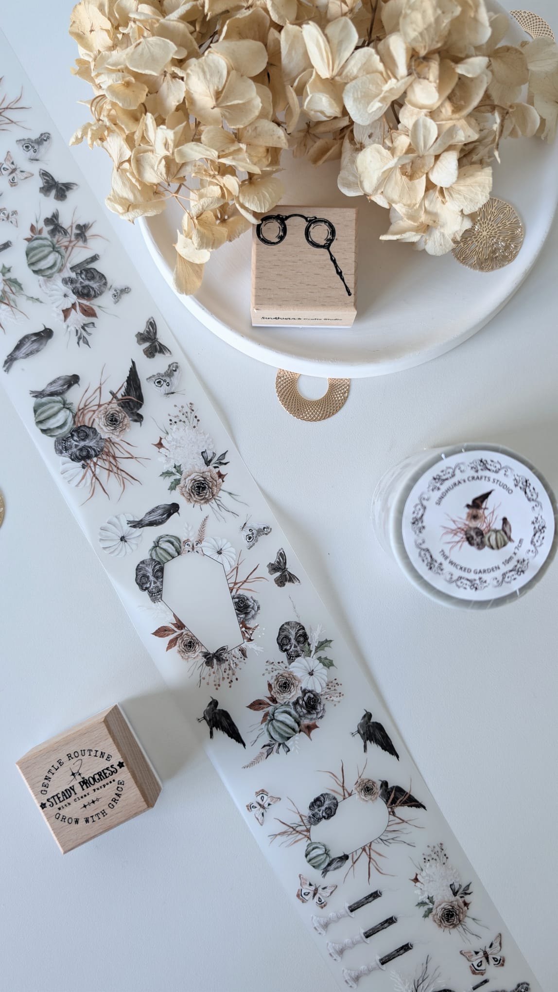 The Wicked Garden Matte PET Tape – Dark Botanical Halloween Collage Tape
