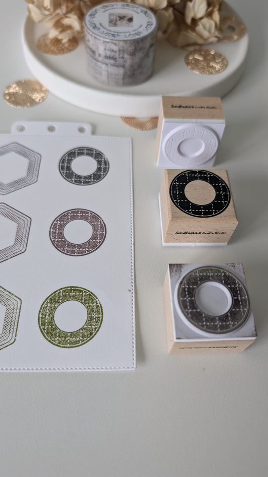 Subtle Frame | Vintage Circular Frame Rubber Stamp | Geometric Border Wooden Stamp for Journaling, Scrapbooking & Paper Crafts – 3cm