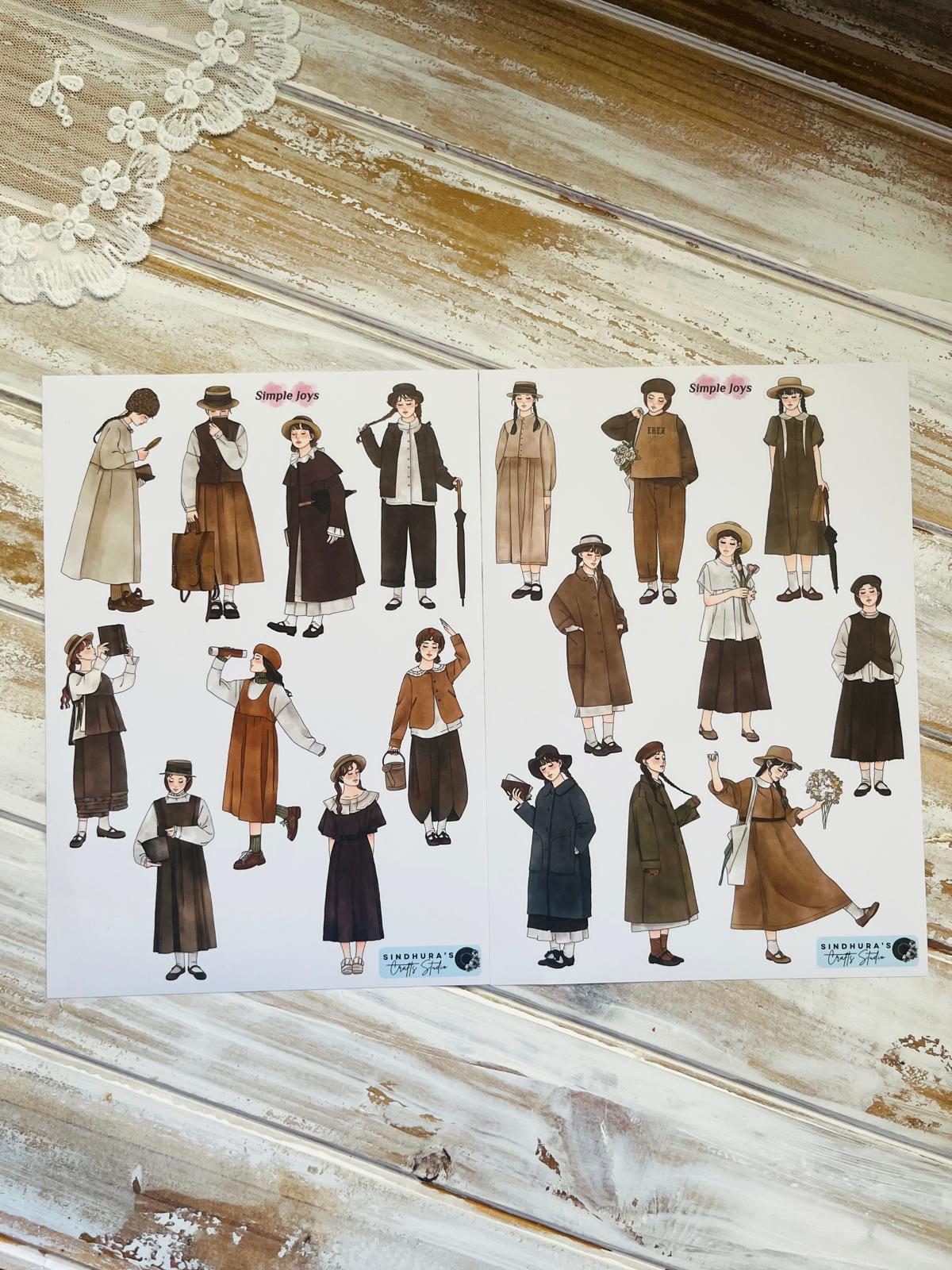 Sticker Sheets| Hand Drawn Images | Set of 2