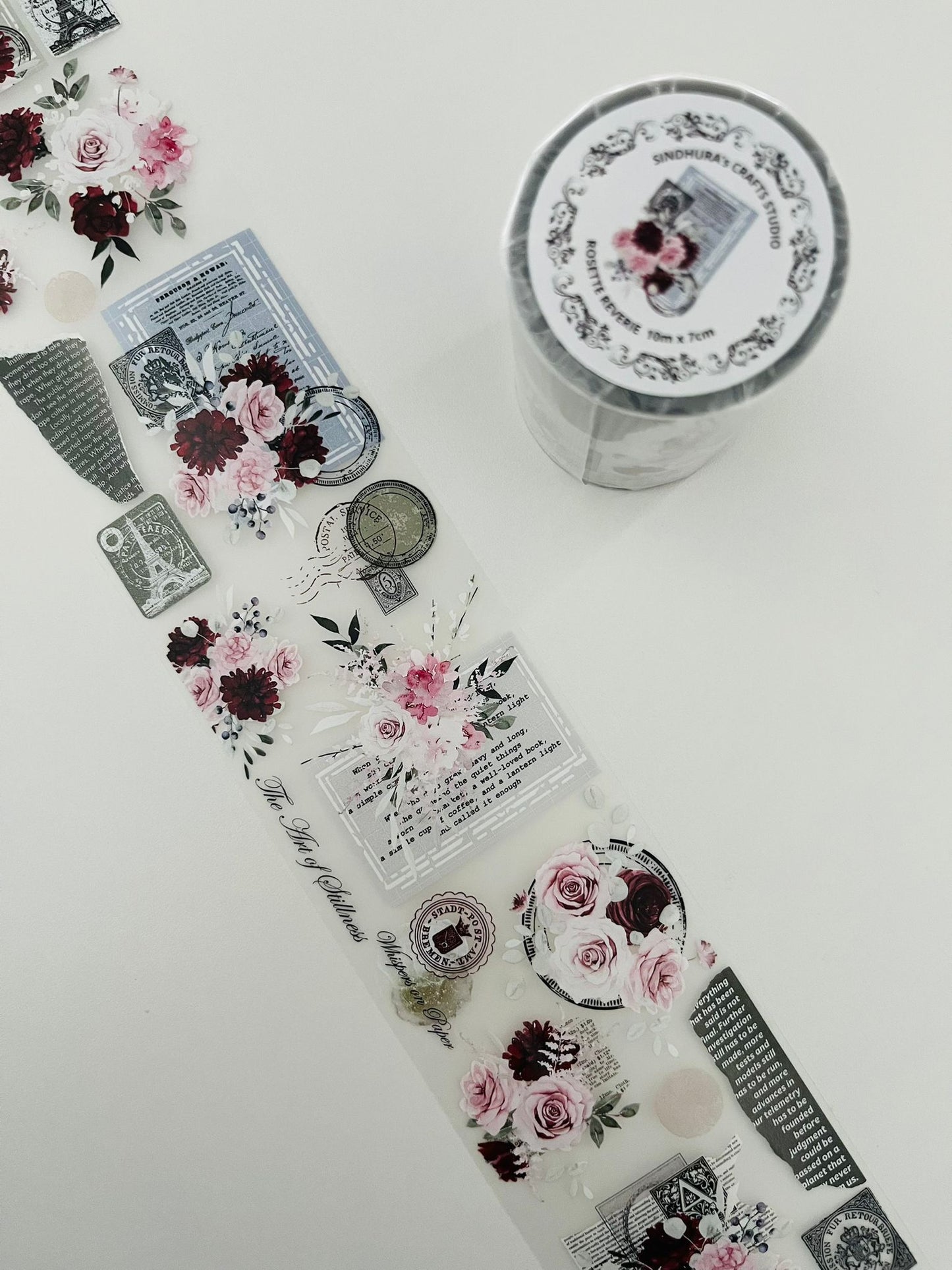 Rosette Reverie | Matt PET Tape for Scrapbook & Journaling