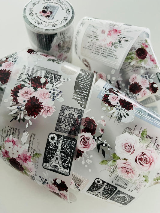 Rosette Reverie | Matt PET Tape for Scrapbook & Journaling