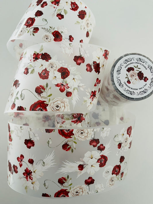 Crimson Bloom | Matt PET Tape for Scrapbook & Journaling