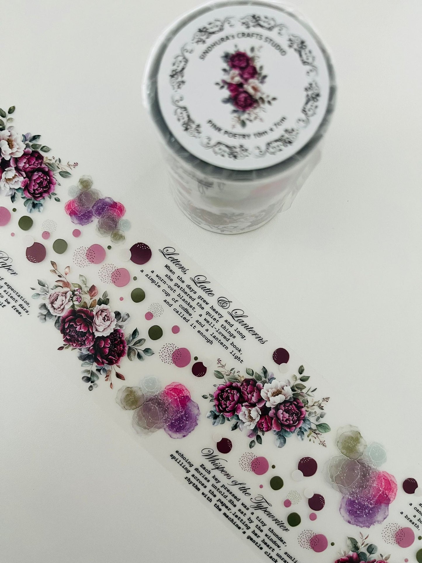 Pink Poetry | Matt PET Tape for Scrapbook & Journaling