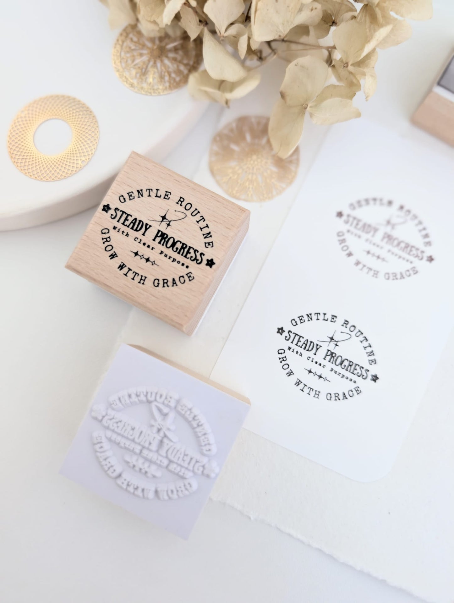 Gentle Routine | Original Wooden Rubber Stamp