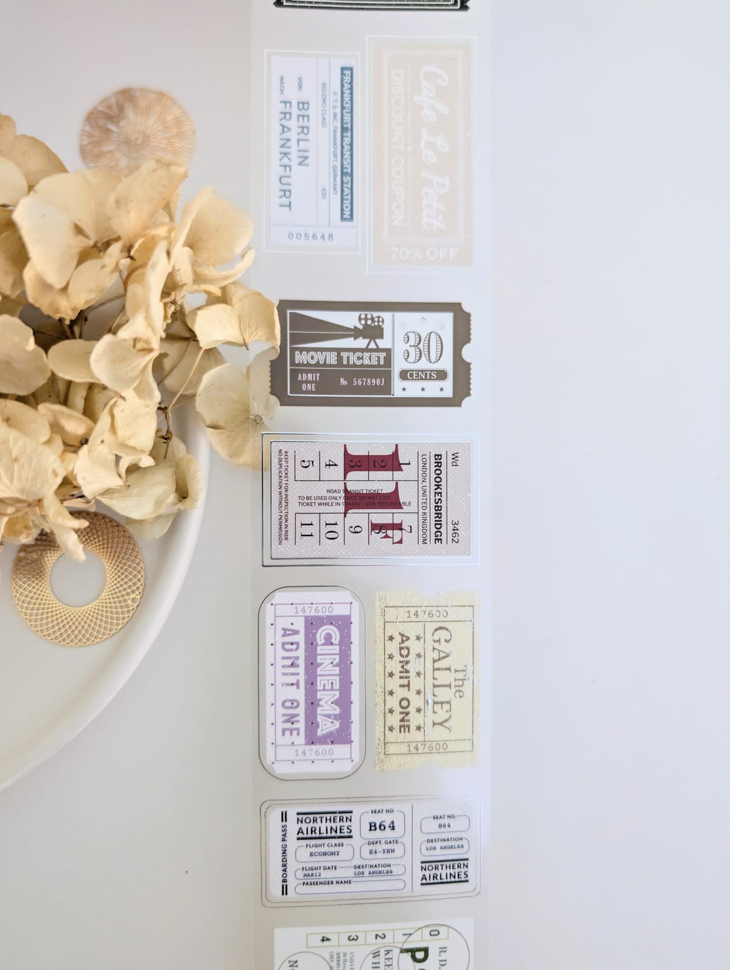 Memorabilia | Vintage Tickets Silver Foil Clear PET Tape