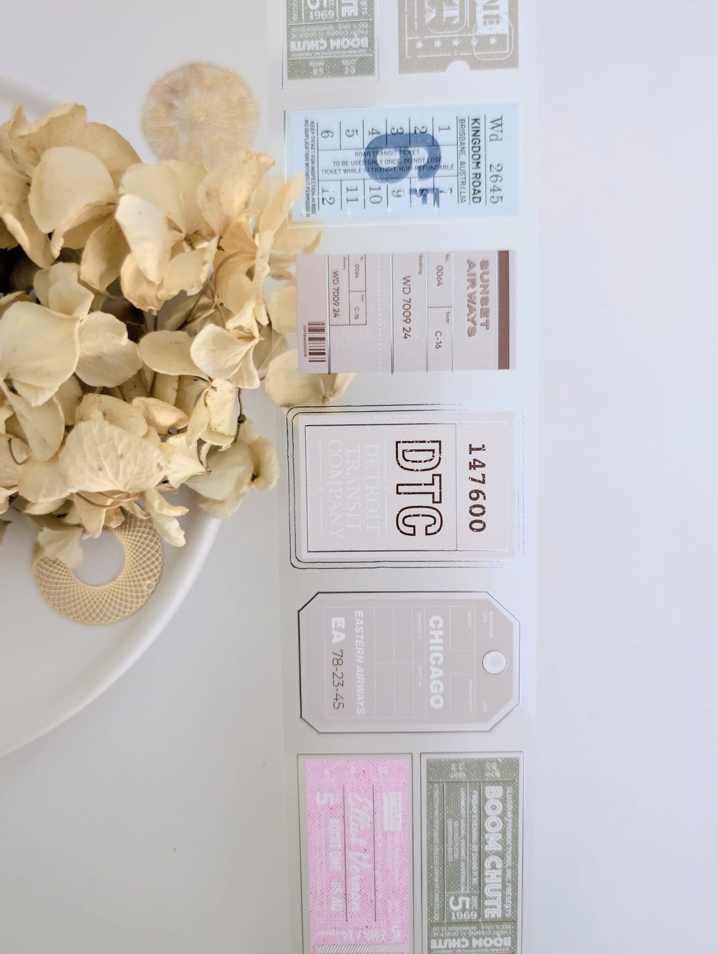 Memorabilia | Vintage Tickets Silver Foil Clear PET Tape