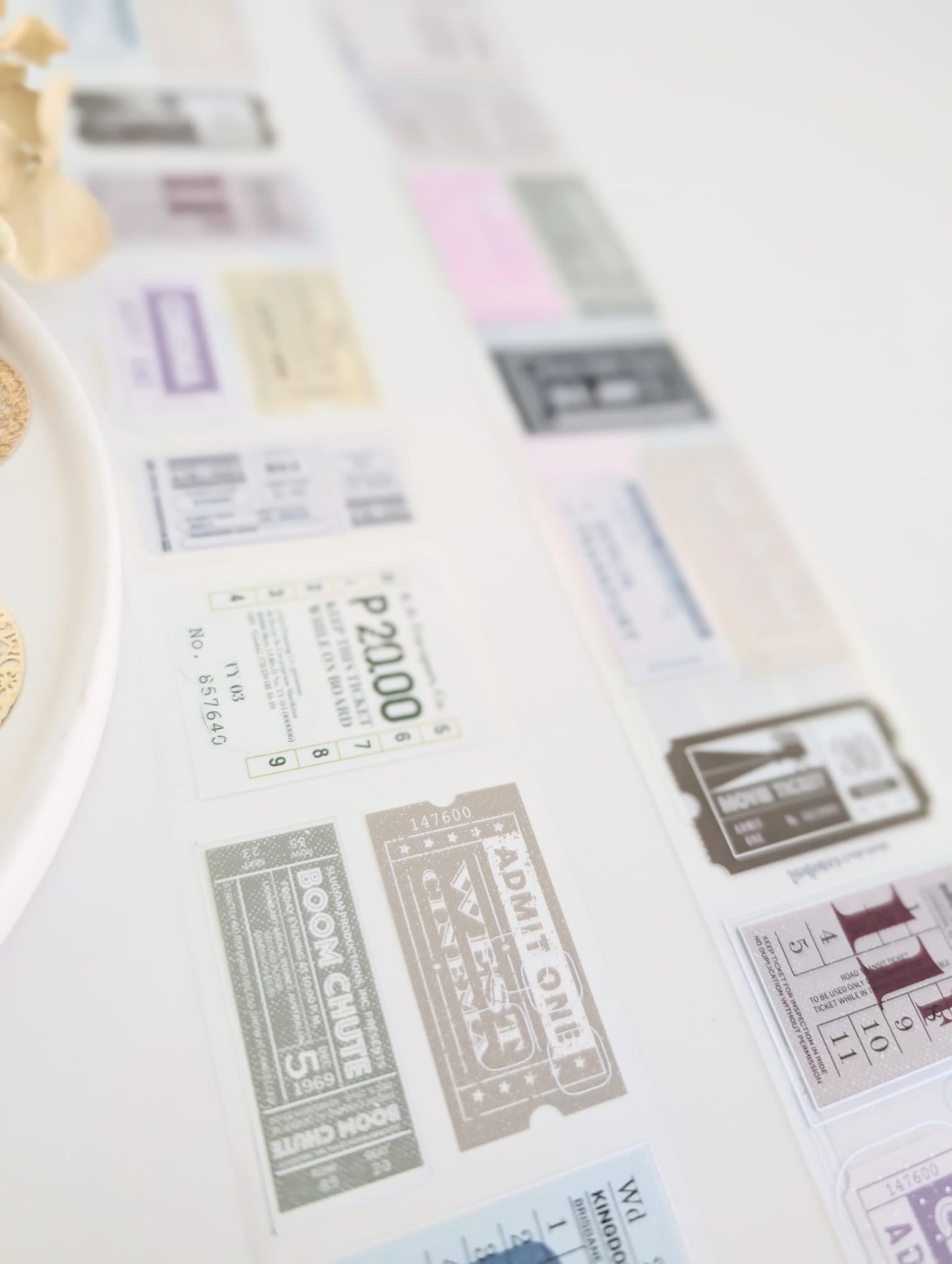 Memorabilia | Vintage Tickets Silver Foil Clear PET Tape