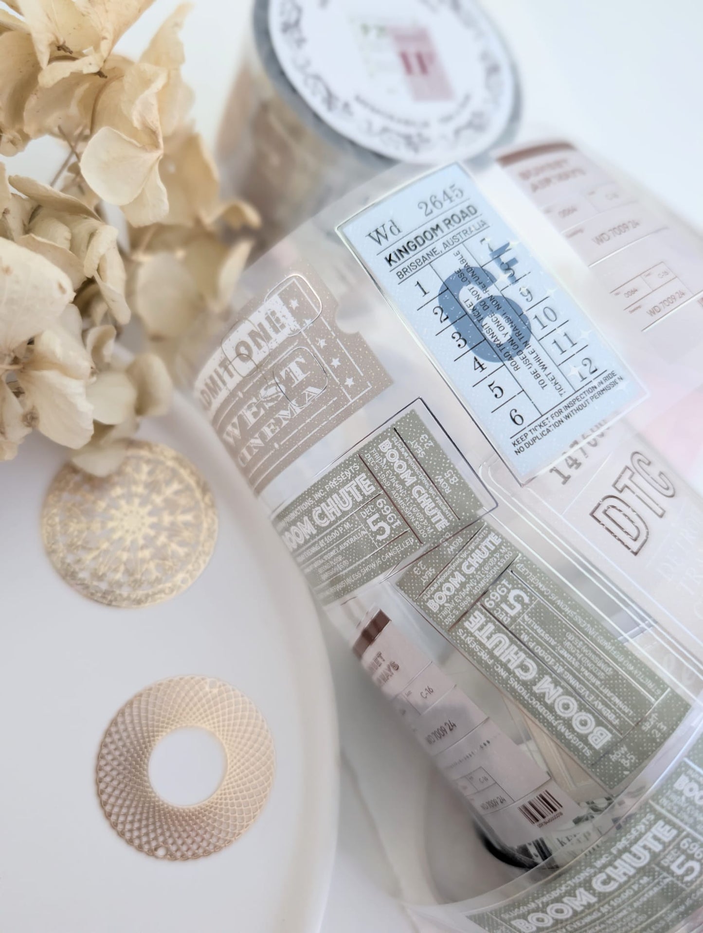 Memorabilia | Vintage Tickets Silver Foil Clear PET Tape