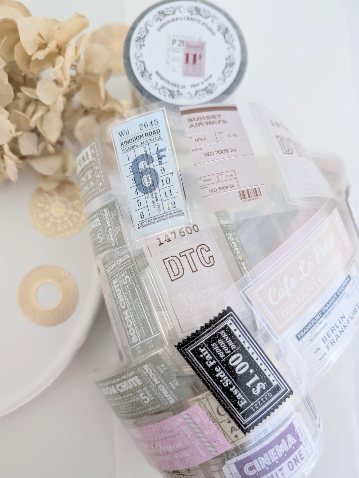 Memorabilia | Vintage Tickets Silver Foil Clear PET Tape