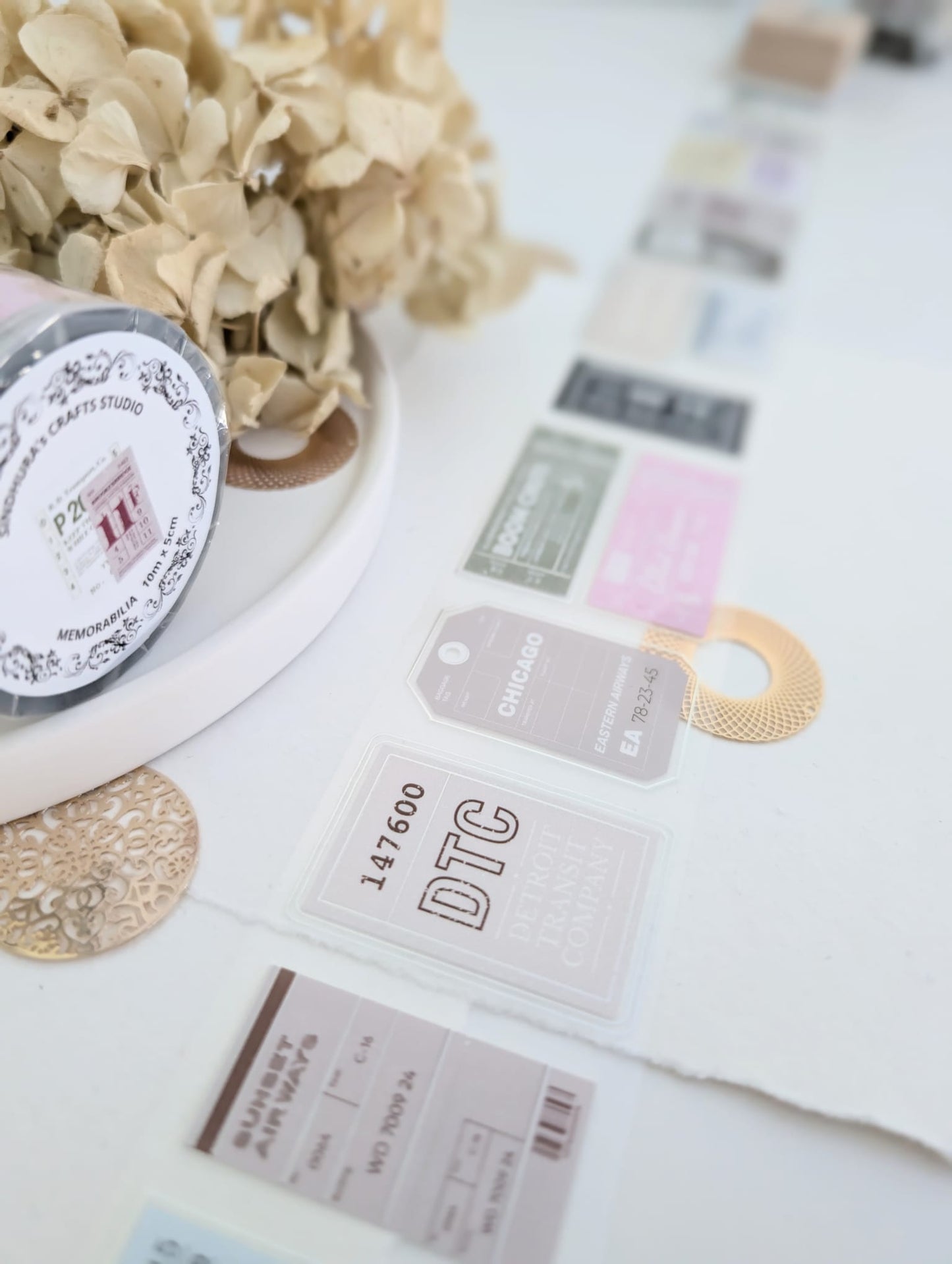 Memorabilia | Vintage Tickets Silver Foil Clear PET Tape