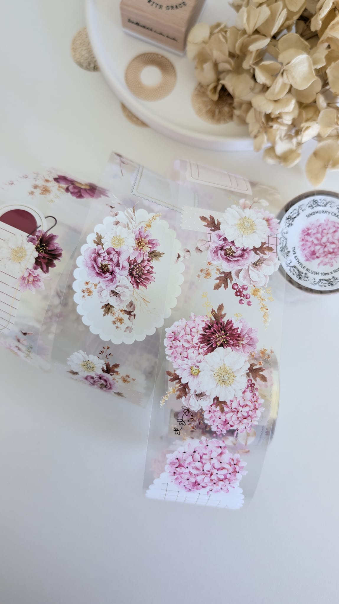 Blush Floral Collage Tape | Foil Clear PET | Journaling & Scrapbook Layering