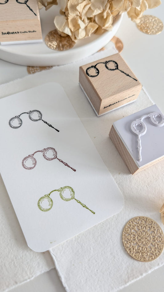 Seen In Time Beechwood Rubber Stamp | Vintage Spectacles Stamp