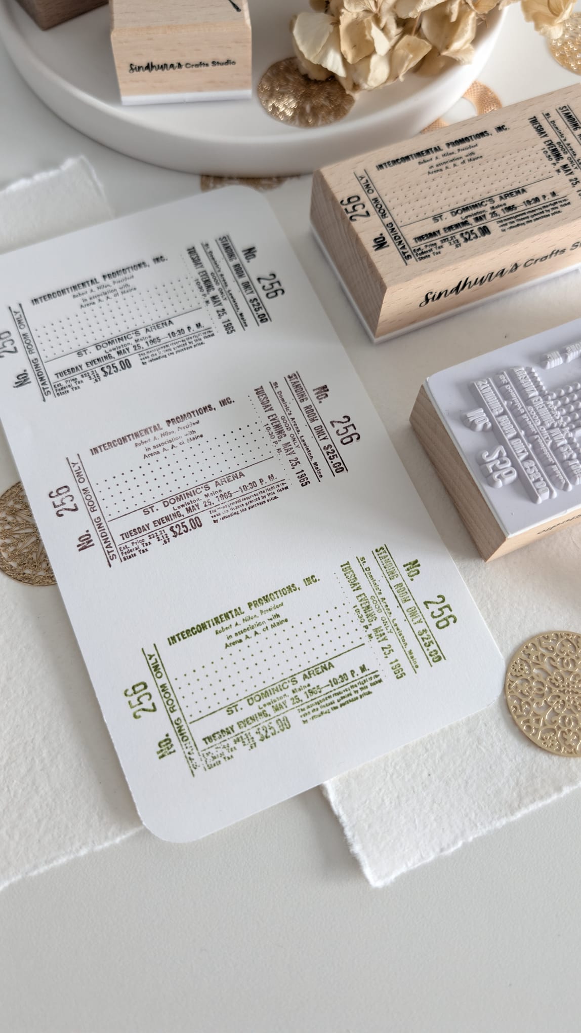Vintage Ticket Beechwood Rubber Stamp | Retro Event Ticket Stamp