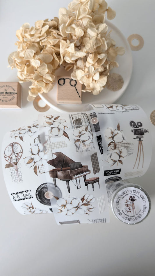 The Vintage Frame Matte PET Tape – Cotton, Cinema & Vintage Ticket Journaling Tape