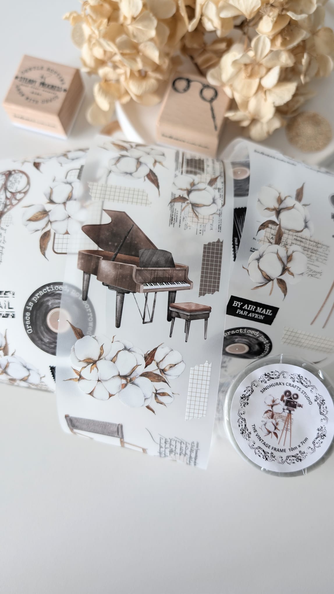 The Vintage Frame Matte PET Tape – Cotton, Cinema & Vintage Ticket Journaling Tape