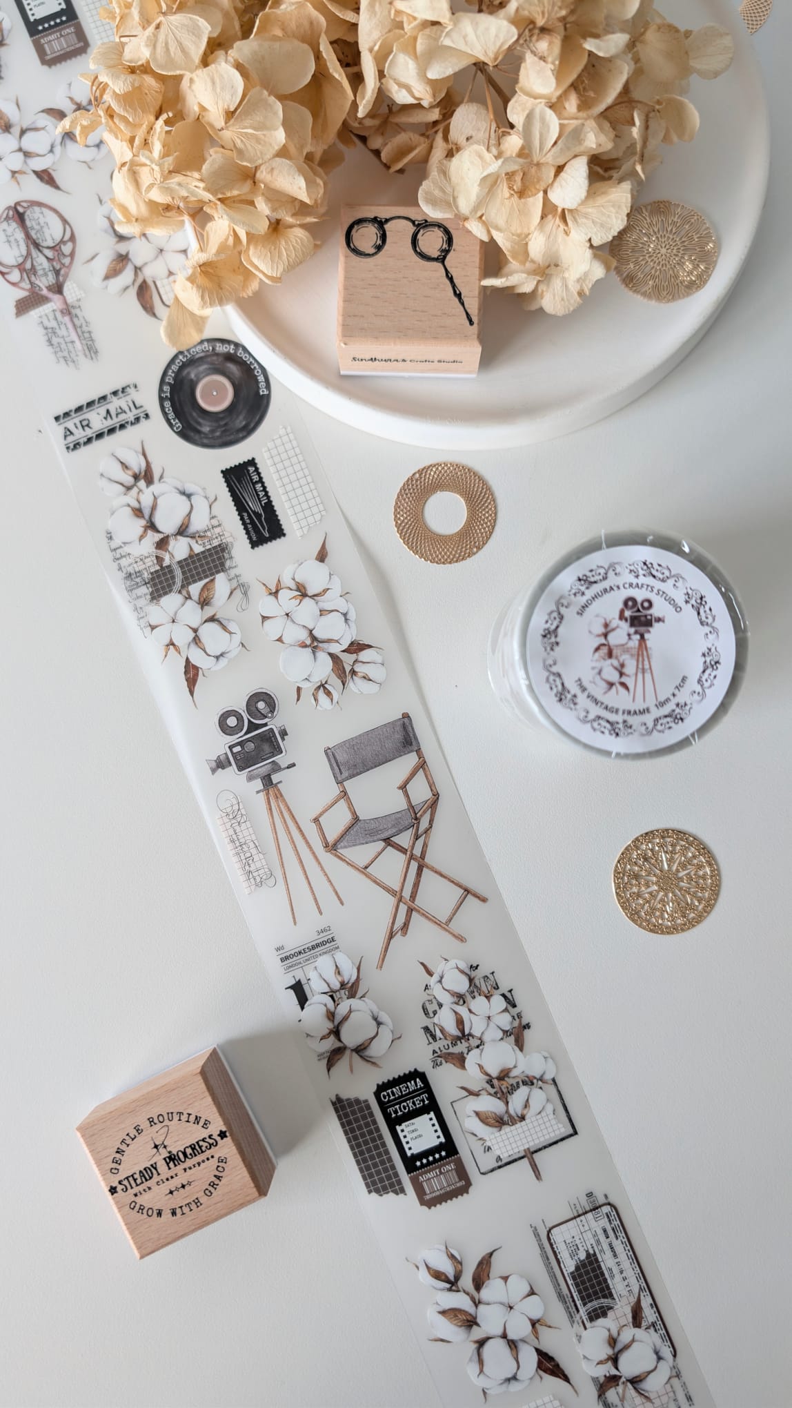 The Vintage Frame Matte PET Tape – Cotton, Cinema & Vintage Ticket Journaling Tape