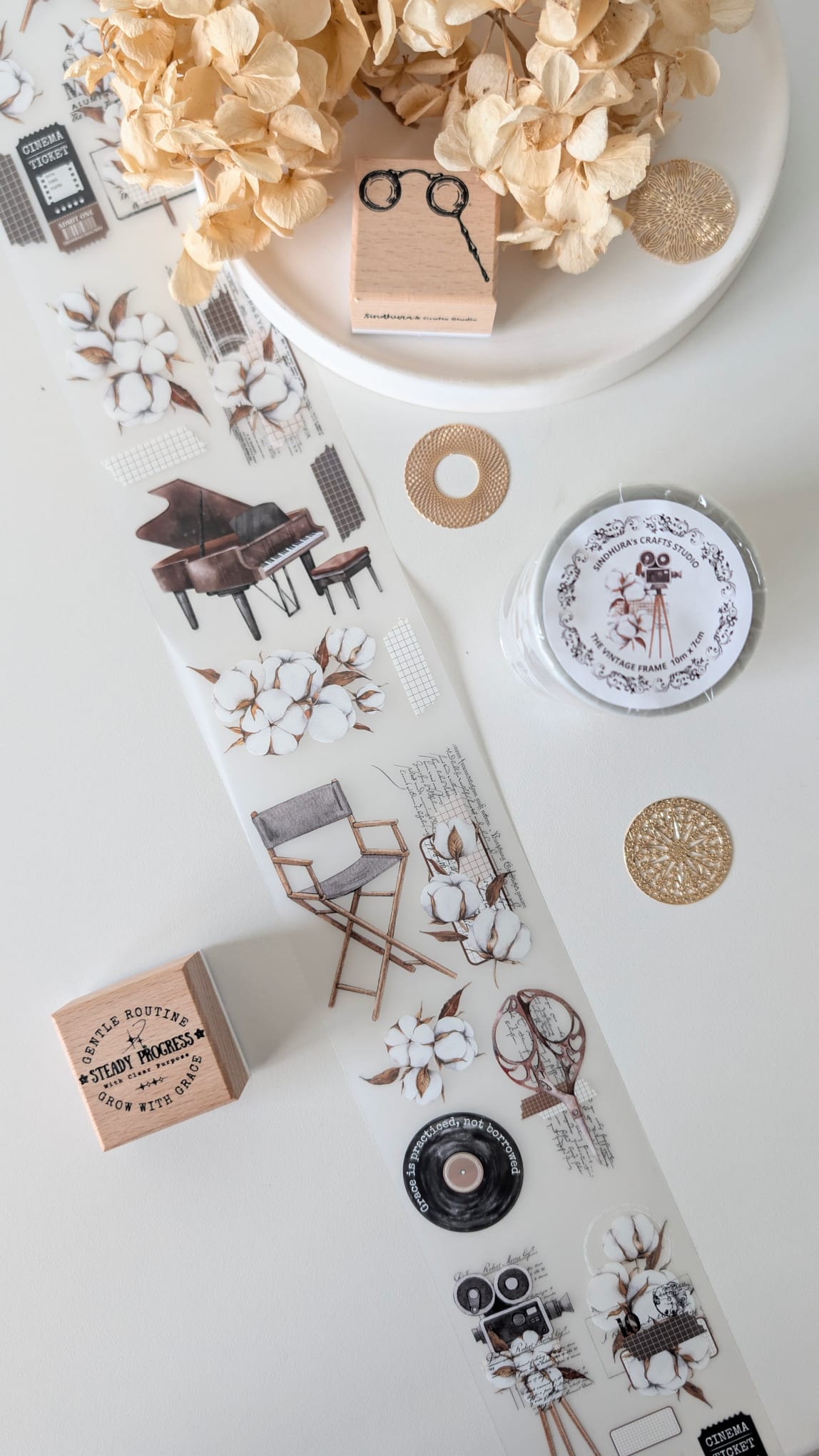 The Vintage Frame Matte PET Tape – Cotton, Cinema & Vintage Ticket Journaling Tape
