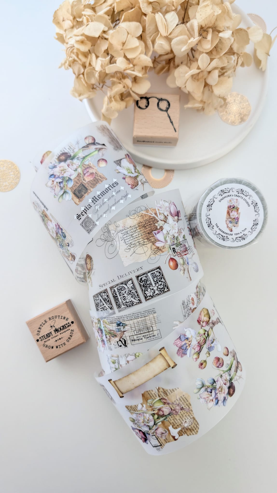 The Herbarium Matte PET Tape – Botanical Flower & Vintage Ephemera Journaling Tape
