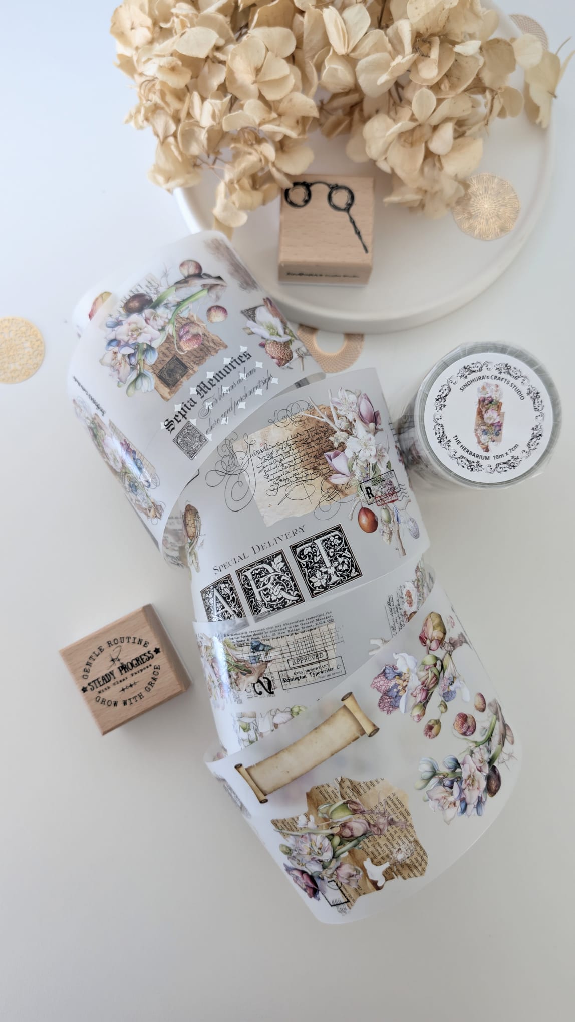 The Herbarium Matte PET Tape – Botanical Flower & Vintage Ephemera Journaling Tape