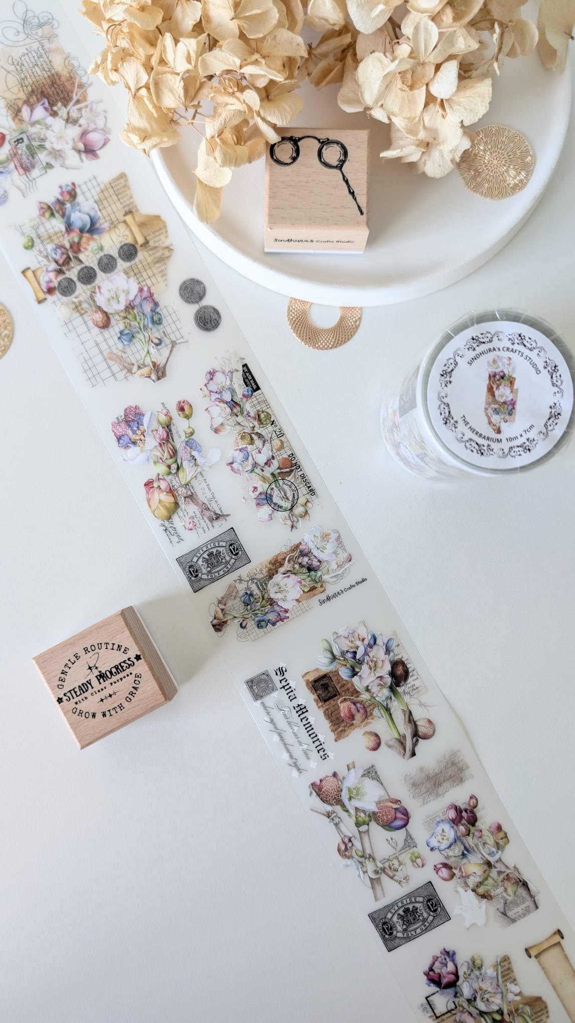 The Herbarium Matte PET Tape – Botanical Flower & Vintage Ephemera Journaling Tape