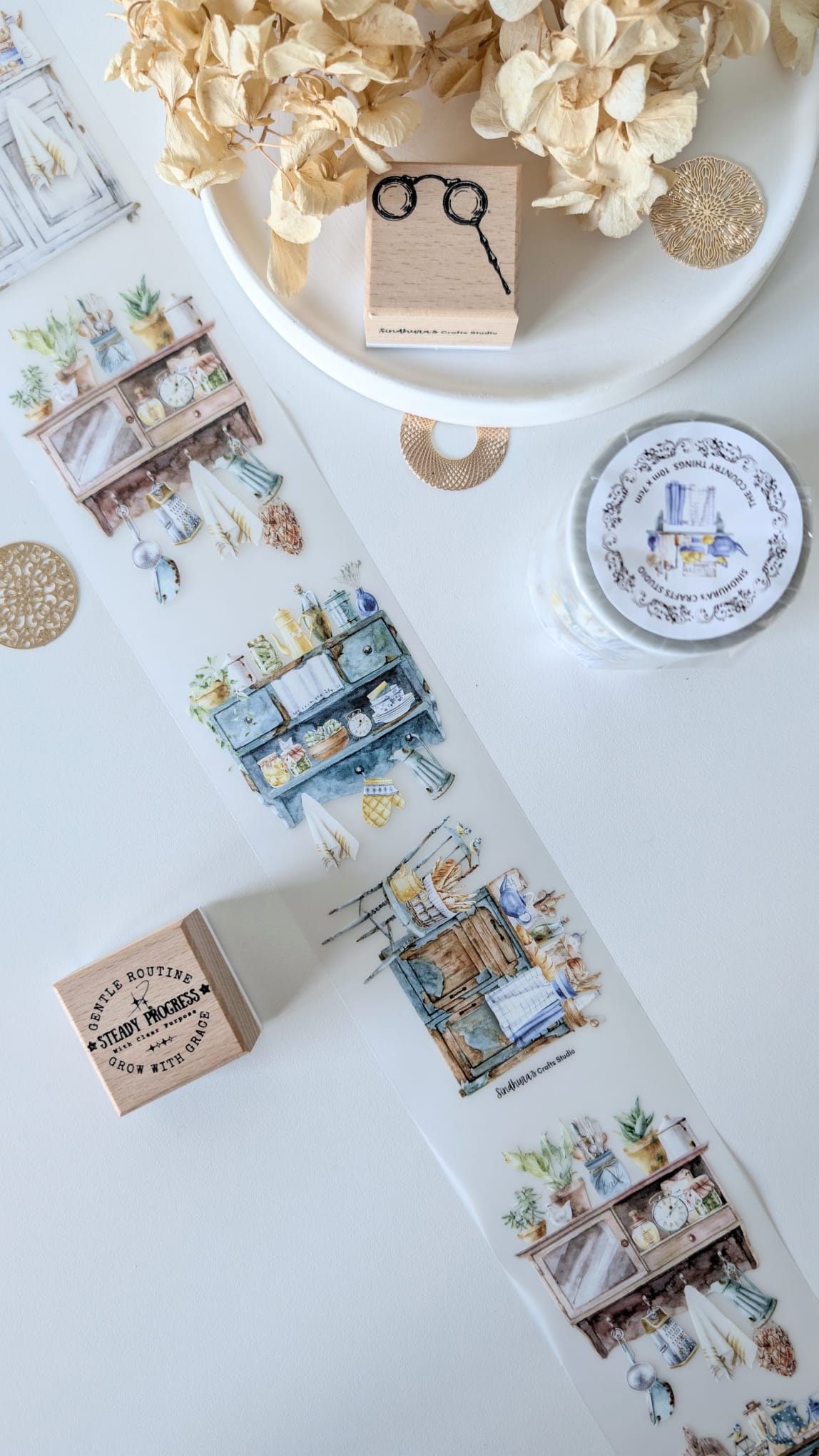 Farmhouse Pantry Matte PET Tape – Watercolour Country Kitchen Decorative Tape
