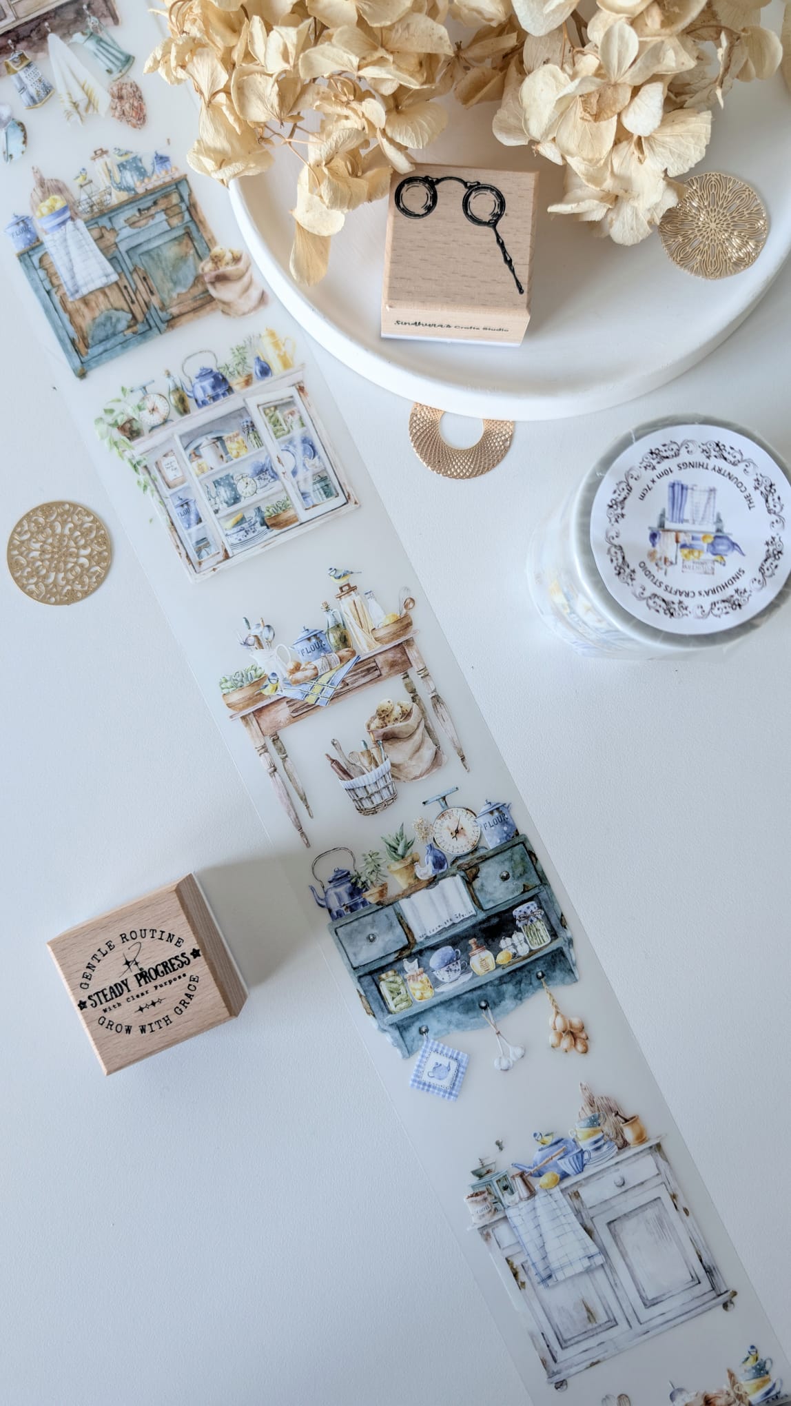 Farmhouse Pantry Matte PET Tape – Watercolour Country Kitchen Decorative Tape