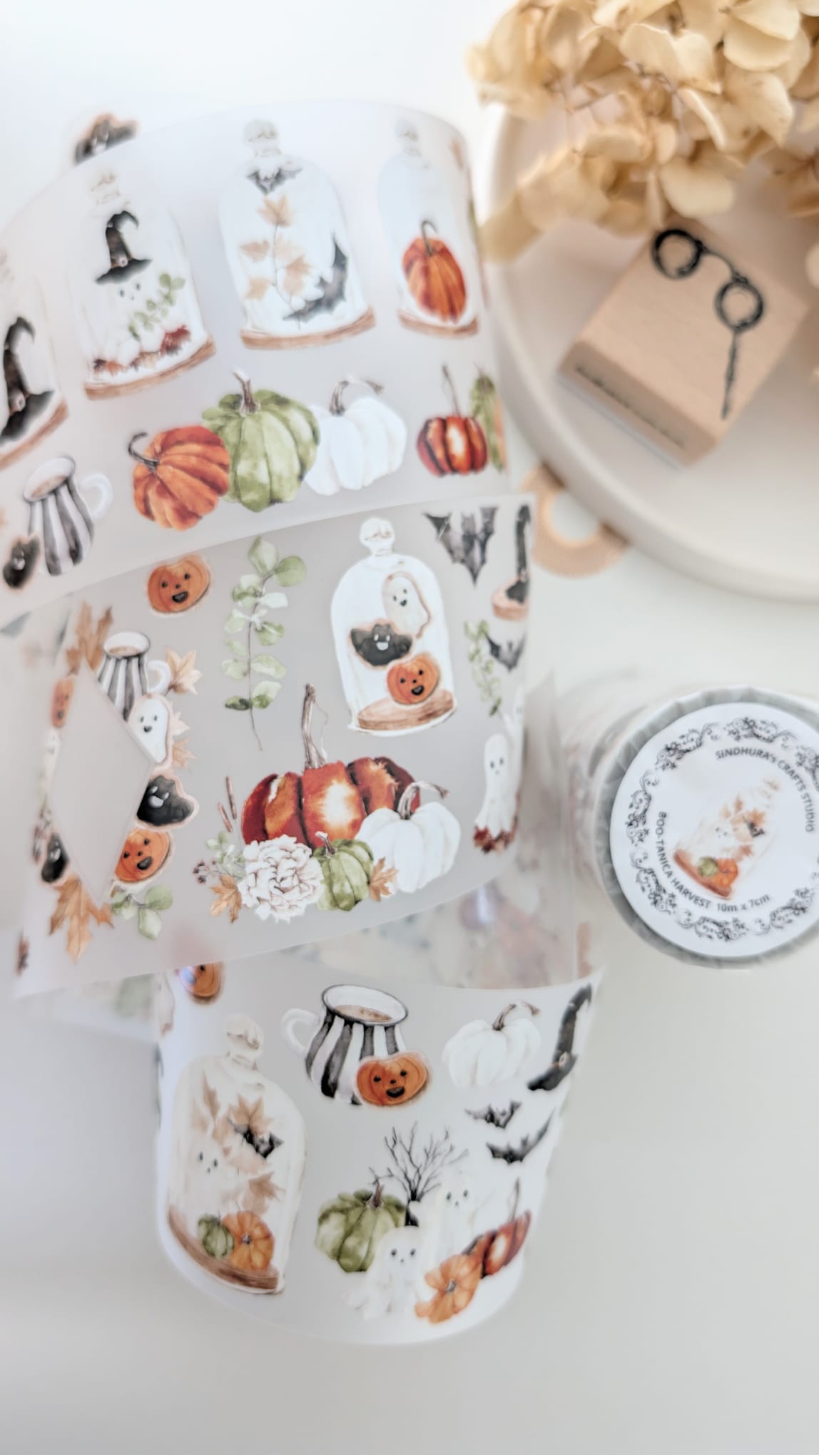 Boo-Tanica Harvest Matte PET Tape – Cute Halloween Ghost & Pumpkin Journaling Tape
