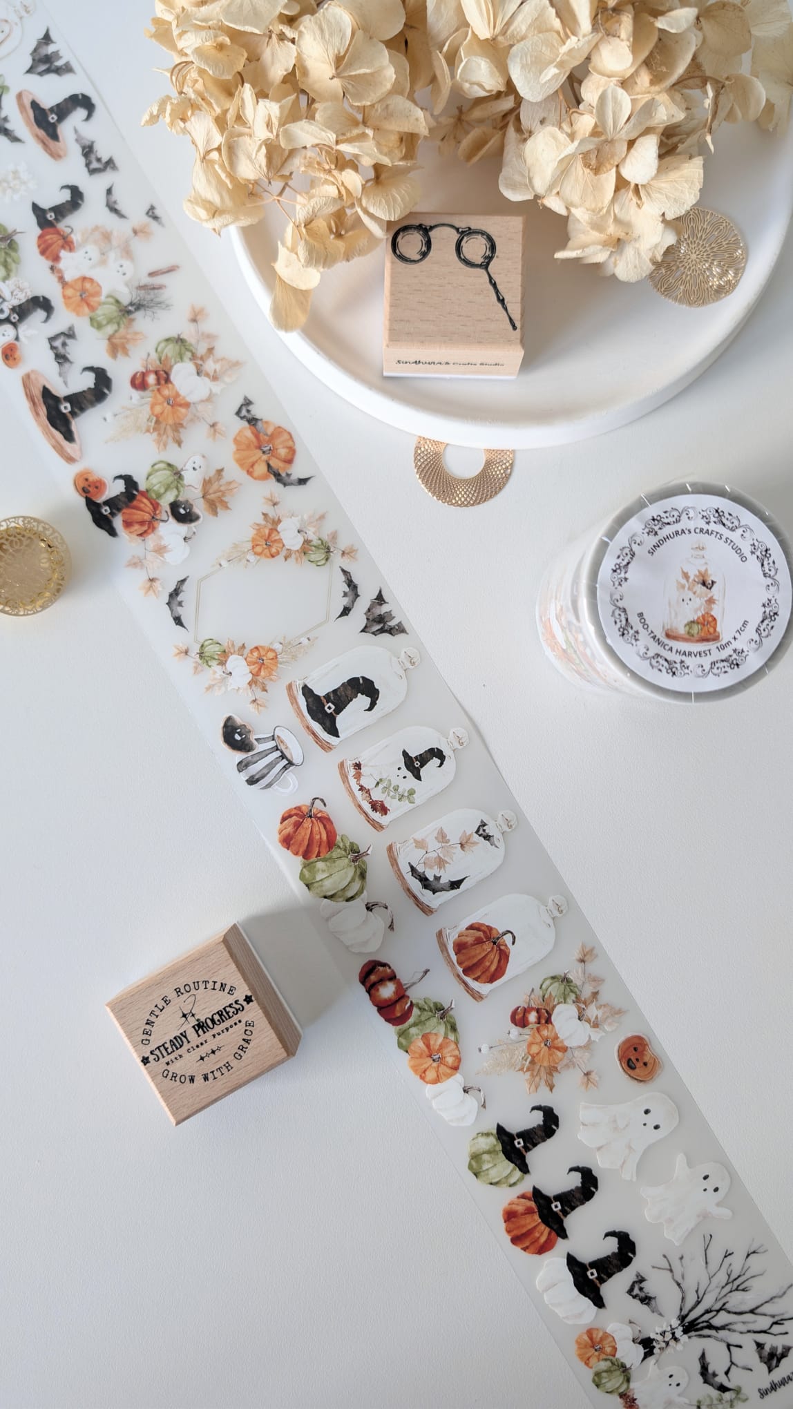 Boo-Tanica Harvest Matte PET Tape – Cute Halloween Ghost & Pumpkin Journaling Tape