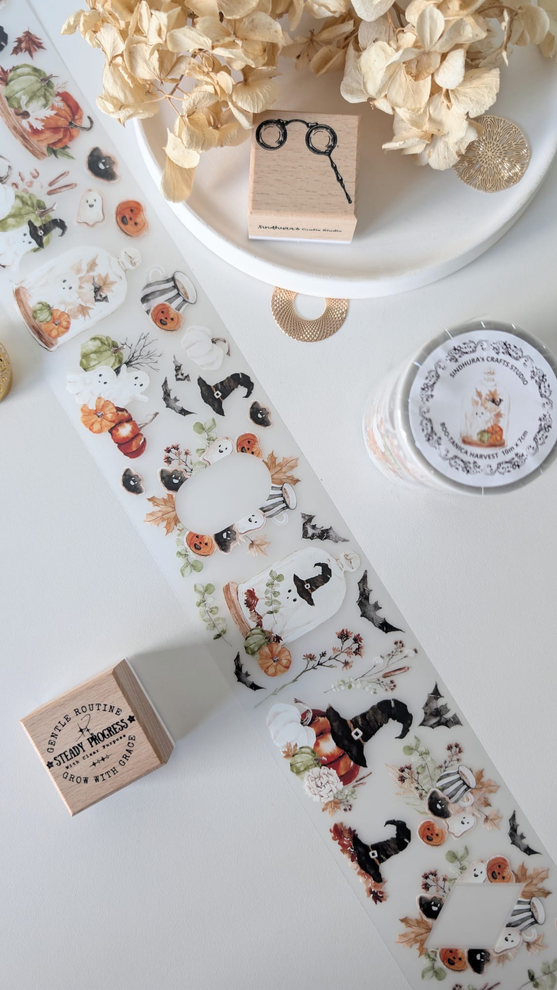 Boo-Tanica Harvest Matte PET Tape – Cute Halloween Ghost & Pumpkin Journaling Tape